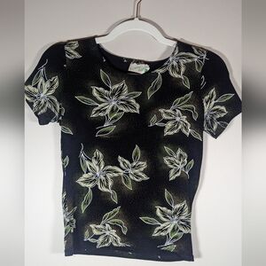 Vintage black floral crop T-shirt